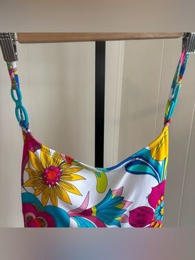 Trina Turk Fontaine Twist Back One Piece Swimsuit Colorful Womens 10 Resortwear